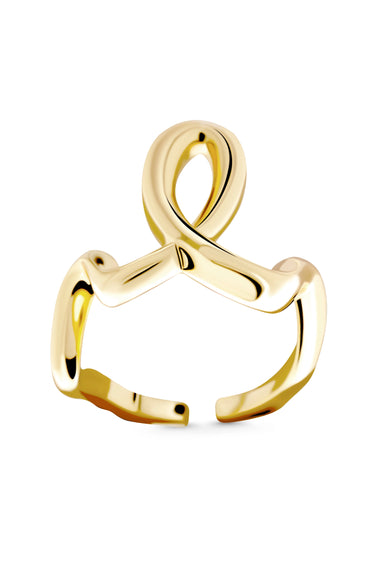CROWN Ring. Winding line design ring, open-ended, cant fit with sizes US 5-7, 18K gold vermeil, handmade, hypoallergenic, water-resistant